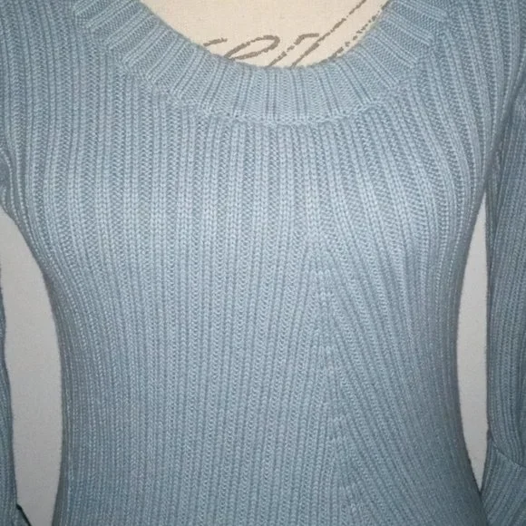 NEW Talbots Scoop Neck 3/4 Sleeve Sweater ICE Blue Petite - Picture 7 of 7